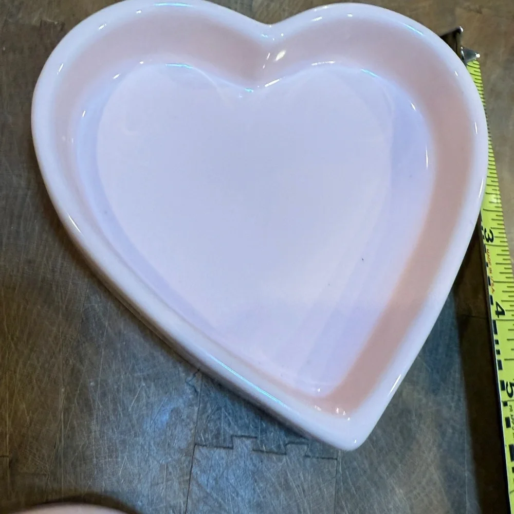 Rae Dunn Pink Heart Shaped Trinket Box “Love is Sweet” jewelry Dish with Lid